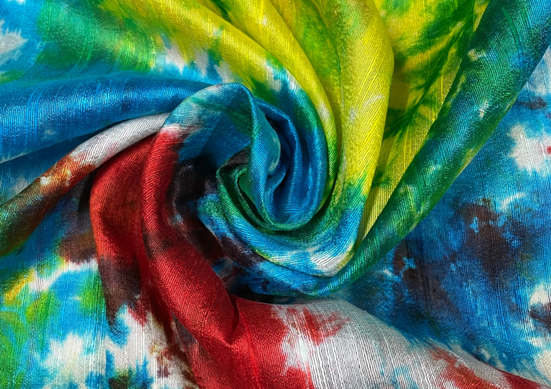 Pure Raw Silk Multicolor Abstract