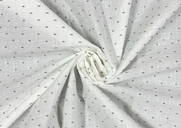 Cotton Cambric White Black Polka Dots Print