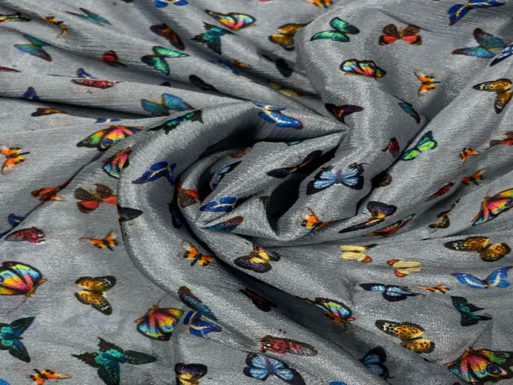 Gray Quirky Chiffon Fabric