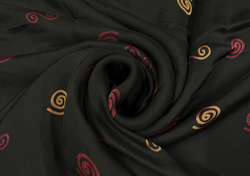 Pure Habutai Silk Black Geometric